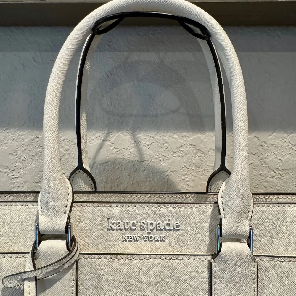 Kate Spade Cameron Monotone Medium Satchel‎ Optic White Like New Extra Strap